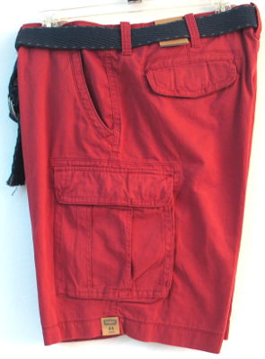 3XL/44W Men's Cargo Shorts-Belt-Foundry Supply Co.-Cortez Red-NWT-Big ...